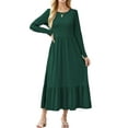 thumbnail image 2 of Mengpipi Women’s Fall Dress Casual Long Sleeve Crew Neck Dress Tiered Maxi Swing Dress with Pockets, 2 of 5