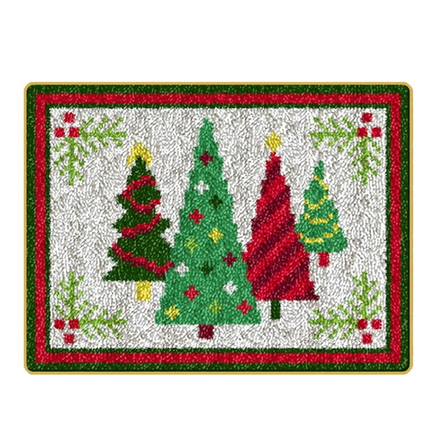 Kit de alfombra navideña con gancho para adultos, DIY, sastrería, multicolor, muñeco de nieve, Navidad Árbol de Navidad