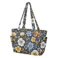 thumbnail image 2 of FORMRS Tote Bag for Women Quilted Large Capacity Travel Work Carry On Shoulder Handbag, Navy Floral Pattern, 2 of 7
