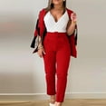 thumbnail image 7 of DeHolifer Two Piece Outfits for Women Long Sleeve Notched Collar Blazers Long Pants Sets Business Office Sets with Belt Red XL, 7 of 7