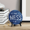 thumbnail image 3 of Signs ByLITA Circle Round THE MESS Table Sign Blue Wood (5x5"), 3 of 4