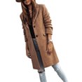 thumbnail image 3 of Seyurigaoka Women Juniors Overcoat, Solid Color Tailored Collar Long Sleeve Woolen Coat, 3 of 3