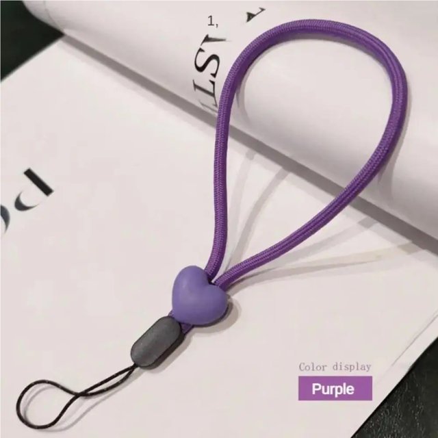2PCS Solid Color Short Love Heart Hanging Rope Adjustable Mobile Phone Phone Strap Colorful Wrist Strap Elastic Mobile Phone Lanyard