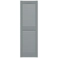 thumbnail image 2 of Ekena Millwork 14.5 in. W x 25 in. H Builders Edge, Standard Cathedral Top Center Mullion, Open Louver Shutters, Includes Matching Installation Spikes (Per Pair), 945 - Platinum, 2 of 12