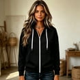 thumbnail image 7 of Stralyhd Women's Casual Long Sleeve Zip Up Hooded Sweatshirt Wrinkle Resistant Lightweight Hoodies Jacket with Pocket Black XXL, 7 of 7