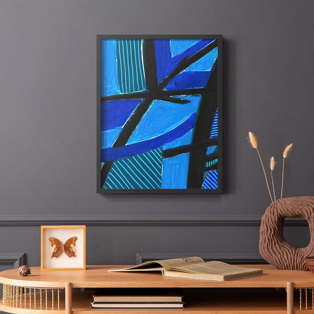 Involved Blues II Framed Print in Black Solid Wood Framed Print No Nail Hanging