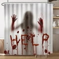 thumbnail image 4 of Halloween Shower Curtain - Bloody Horror Bath Curtains 72x72 Inches Waterproof Fabric with 12 Hooks for Home Bathroom Halloween Party Scary Decorations, 4 of 5