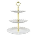 thumbnail image 1 of Soporte para cupcakes de 3 niveles, torre para cupcakes, soporte de plástico para servir postres Blanco, 1 of 5