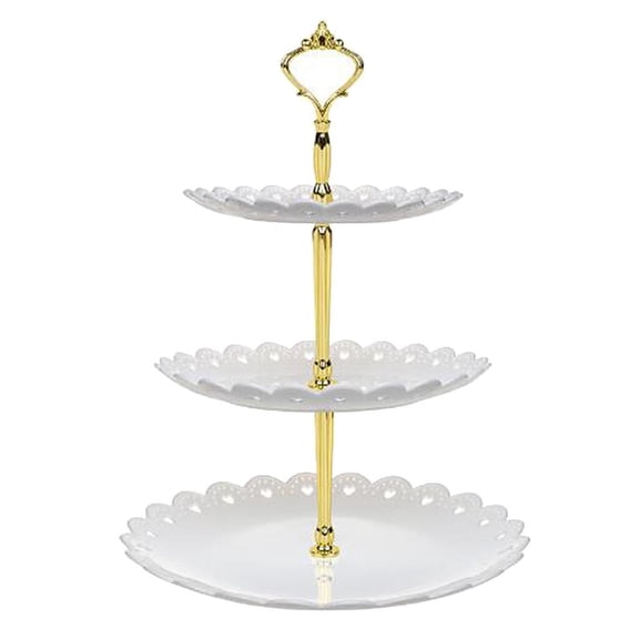 FVDPWYE 3-Tier Cake Stand Elegant Dessert Cupcake Stand Pastry Serving Tray Platter for Tea Party, Wedding and Birthday White