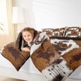 thumbnail image 4 of Homewish Western Cowboy Tribal Queen Comforter Set,Rustic Horseshoe Bedding Sets,Brown Patchwork Cowhide Bedding Comforter Set For Boys Kids,Breathable Home Decor Reversible,3-Piece, 4 of 8