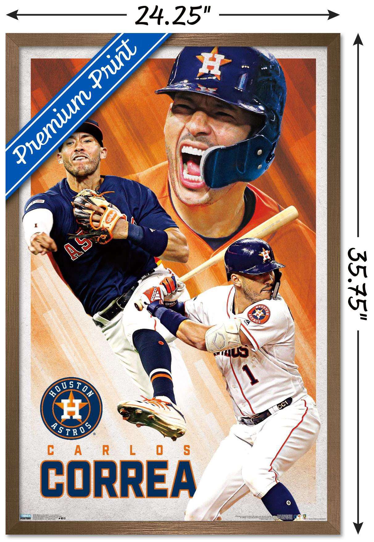 MLB Houston Astros - Carlos Correa 20 Wall Poster, 22.375 x 34, Framed 