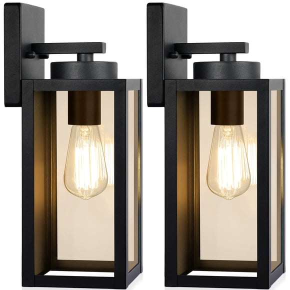Farol de Pared Exterior BesLowe Negro Mate Paquete de 2 Resistente al Agua