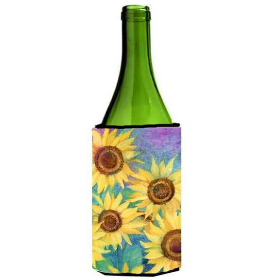 Sunflowers & Purple Wine Bottle Can cooler Hugger