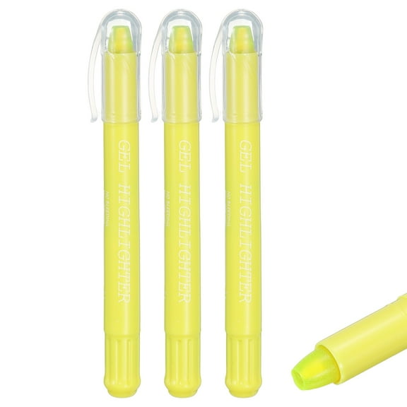 Uxcell Fluorescent Yellow Gel Highlighters 3 Pack Gel High Lighters No Bleeds Pens