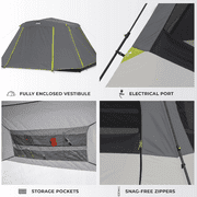 CORE 11 x 9 6 Person Instant Cabin Camping Tent with Full Rainfly, 27lbs