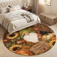 thumbnail image 4 of Small Round Rug 3Ft, Gnomes Fall Non-Slip Washable Circle Rugs Carpet, Thanksgiving Pumpkins Sunflowers Botanical Indoor Outdoor Rug Floor Mats Throw Runner for Bedroom Living Room Bathroom, 4 of 8