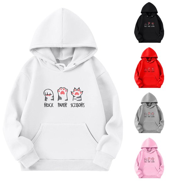 RMGVDSD Cute Hoodies for Girls Casual Hoodie Pullover Long Sleeve Graphic Print Hooded Sweatshirt with Pocket Casual Tops Preppy Clothes Trendy Sweatshirt 9-10 Years