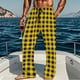 thumbnail image 1 of Pantalones de pijama largos para hombre, informales, con estampado a cuadros, holgados, deportivos, elásticos, rectos, vintage, con bolsillos, 1 of 6