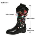 thumbnail image 7 of Rokment Womens Vintage Floral Wide Calf Cowboy Dress Boots Beach Casual Flower Buckles Chunky Mid Heel Western Cowgirl Tall Boots, 7 of 7