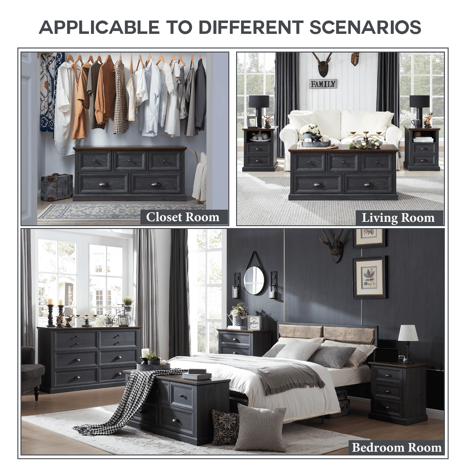 IFGET Dresser for Bedroom with 5 Drawers Tall & Large, Farmhouse Wood Dresser & Chests of Drawers