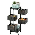 thumbnail image 5 of Anvazise Kitchen Trolley Rotating Trolley, Square Kitchen Trolley, Rotating Kitchen Storage Shelves, Kitchen Vegetable Storage Organizer, Fruit Basket Floor Stand Shelf Fruit Tower, 4 Tiers (Black), 5 of 10