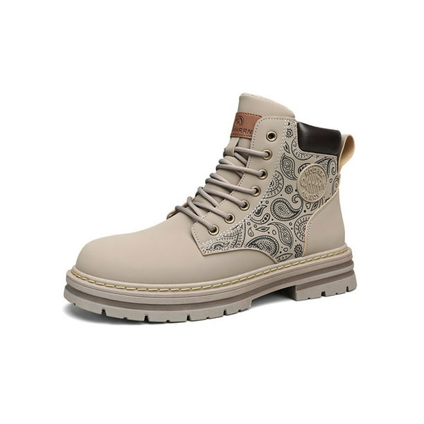 Colisha Mens Work Boots Lug Sole Booties Lightweight Floral Ankle Boot Hiking Comfort Lace Up Winter Shoes Apricot 9.5 Walmart