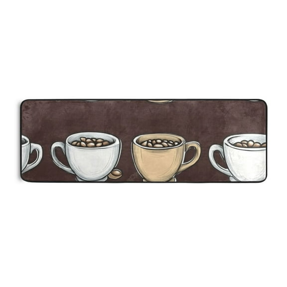 Cartoon Coffee Runner Rug for Hallways Kitchen Non Slip 2'x 6' Washable Hall Carpet for Bedroom Entryway Laundry Room