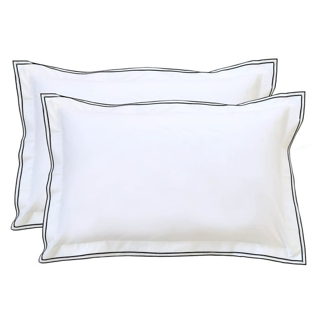 Fundas de almohada RANZNAZ Elegantes bordadas 100% algodón King White