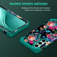 thumbnail image 6 of CASEFIV For Samsung Galaxy S25 FE Case,Glow in the dark Heavy Duty Shockproof Hard PC+Soft Silicone Drop Protective Women Girls Case for Galaxy S25 FE (2025),Green Flower, 6 of 7