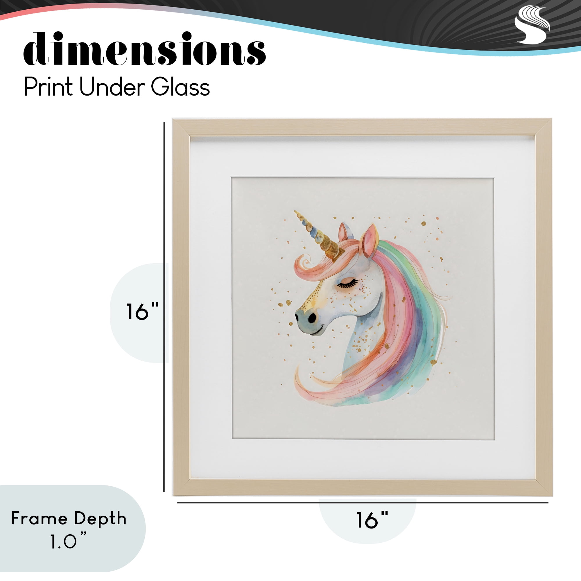 Stupell Industries Gold Accented Unicorn Birch Framed Print Under Glass, design by Creative Studio