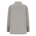 thumbnail image 5 of Fashion Denim Shirt Jacket for Women Relaxed Fit Button Down Fringed Hem Long Sleeve Chest Pocket Casual Overshirt Coat Gray S, 5 of 6