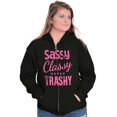 thumbnail image 4 of Sassy Classy Never Trashy Sarcastic Zip Hoodie Sweatshirt Women Brisco Brands L, 4 of 6