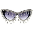 thumbnail image 2 of Vintage Cat Eye Tassel Rhinestones Sunglasses Women Crystal Tassels Sun Glasses Unique bling bling Diamond Eyeglasses, 2 of 9