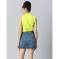 thumbnail image 3 of MoomayaWomens PrintedCotton Crop Shirt,Button Down Sleeveless Knotting Shirt Top, 3 of 8