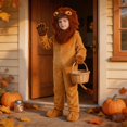 thumbnail image 2 of Halloween Lion Costume,Plush Jumpsuit with Hood,Mane,Tail and Mittens,Full Body Animal Cosplay Outfit for Costume Party, 2 of 6
