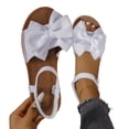 thumbnail image 4 of Hinvhai Women's Bow Flat Sandals Open Toe Ankle Strap Lightweight Vacation Beach Slide Sandals White 7(39), 4 of 7