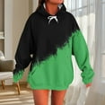 thumbnail image 2 of Olyvenn Hoodies for Women Aesthetics Cute Long Sleeve Sweatshirt Contrasting Color Casual Pullover Tops Fall Fashion Clothes Green S, 2 of 5
