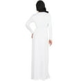 thumbnail image 5 of KOH KOH Long Sleeve Modest Fall Winter Evening Flowy Empire Waist Full Floor Length Cocktail Formal V-Neck Tall Maxi Dress Gown Abaya For Women Ivory White XXX-Large US 22-24 NT171, 5 of 6