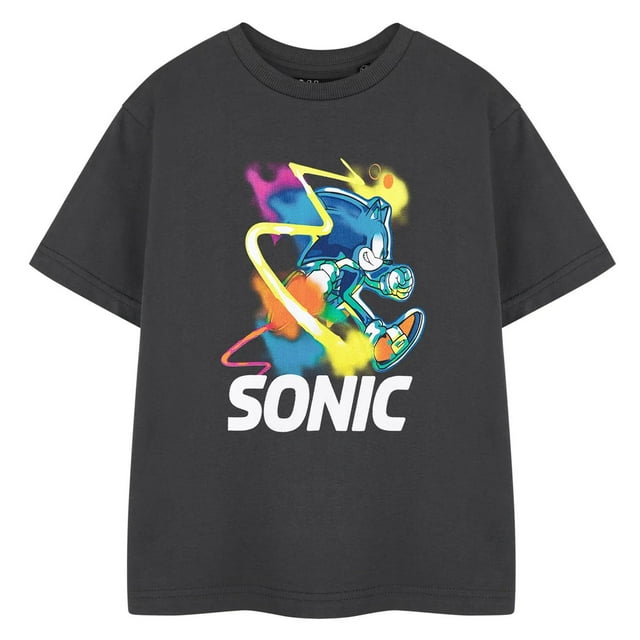 Sonic The Hedgehog T-Shirt à Manches Courtes Aquarelle pour Garçons