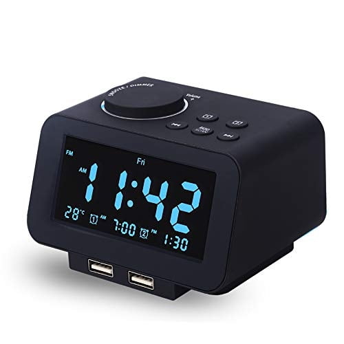 【Actualizado】 Reloj despertador digital, radio FM, puertos de carg