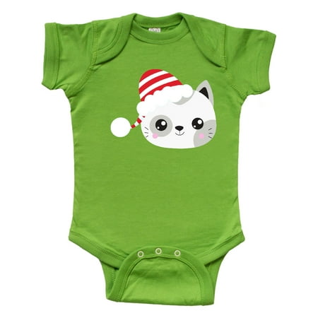 

Inktastic Christmas Cat Cat With Santa Hat White Cat Gift Baby Boy or Baby Girl Bodysuit