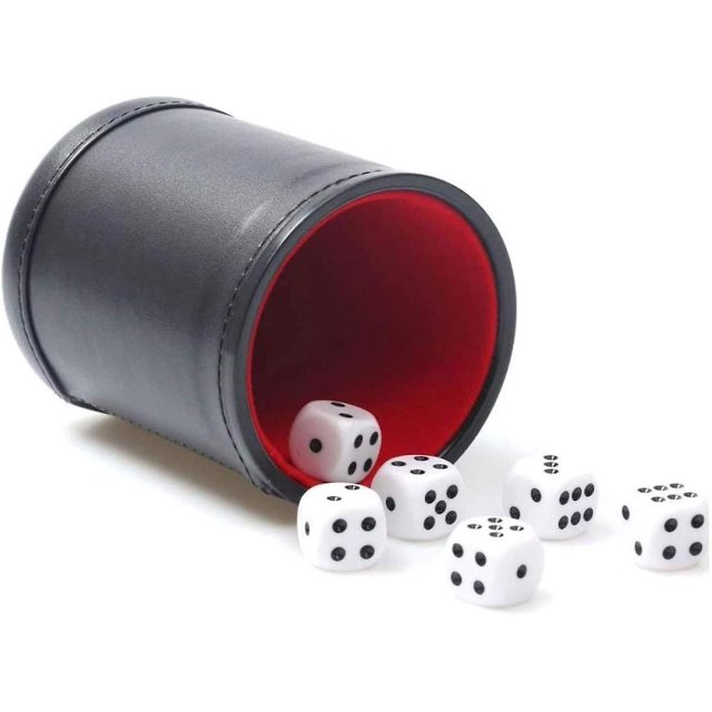 Dados de cuero sintético con interior de terciopelo, silenciosos, para juegos de mesa de mentirosos, dados Farkle Yahtzee