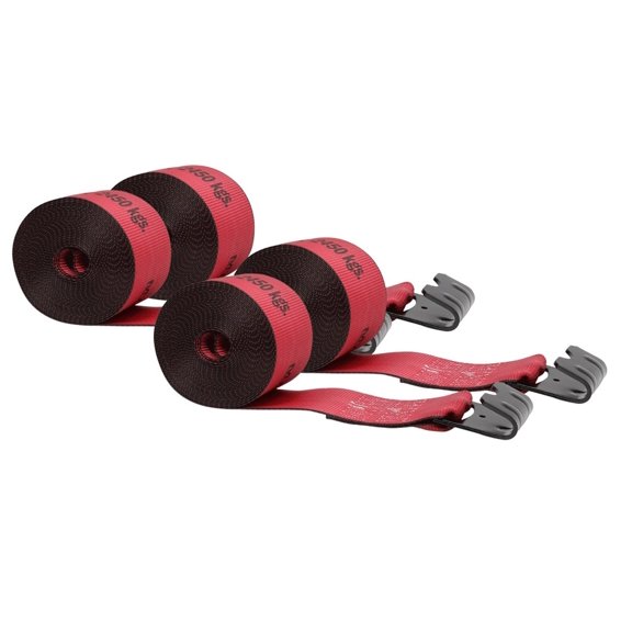 Kinedyne Winch Straps 4" x 30" Red Heavy Duty Tie down with Flat Hooks WLL# 5400 lbs | 4 Inch Cargo Control for Flatbed Truck Utility Trailer ( 4 Pack)