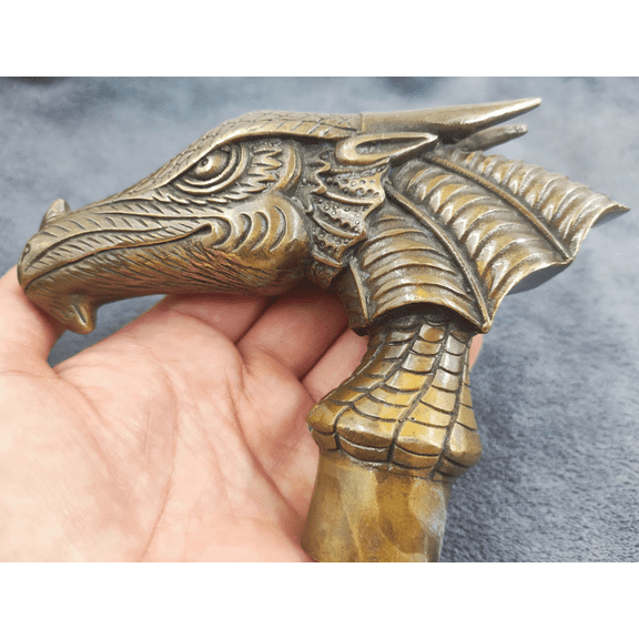 Antique Brass dragon Design Head Handle Only For Wooden Walking Stick dragon walking stick Cast Iron Decorative Tip Toppers Cane Head fs082
