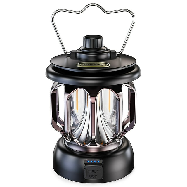 Rechargeable Vintage Lantern LED Metal Hanging Lantern Table Lamp for Indoor Outdoor Camping