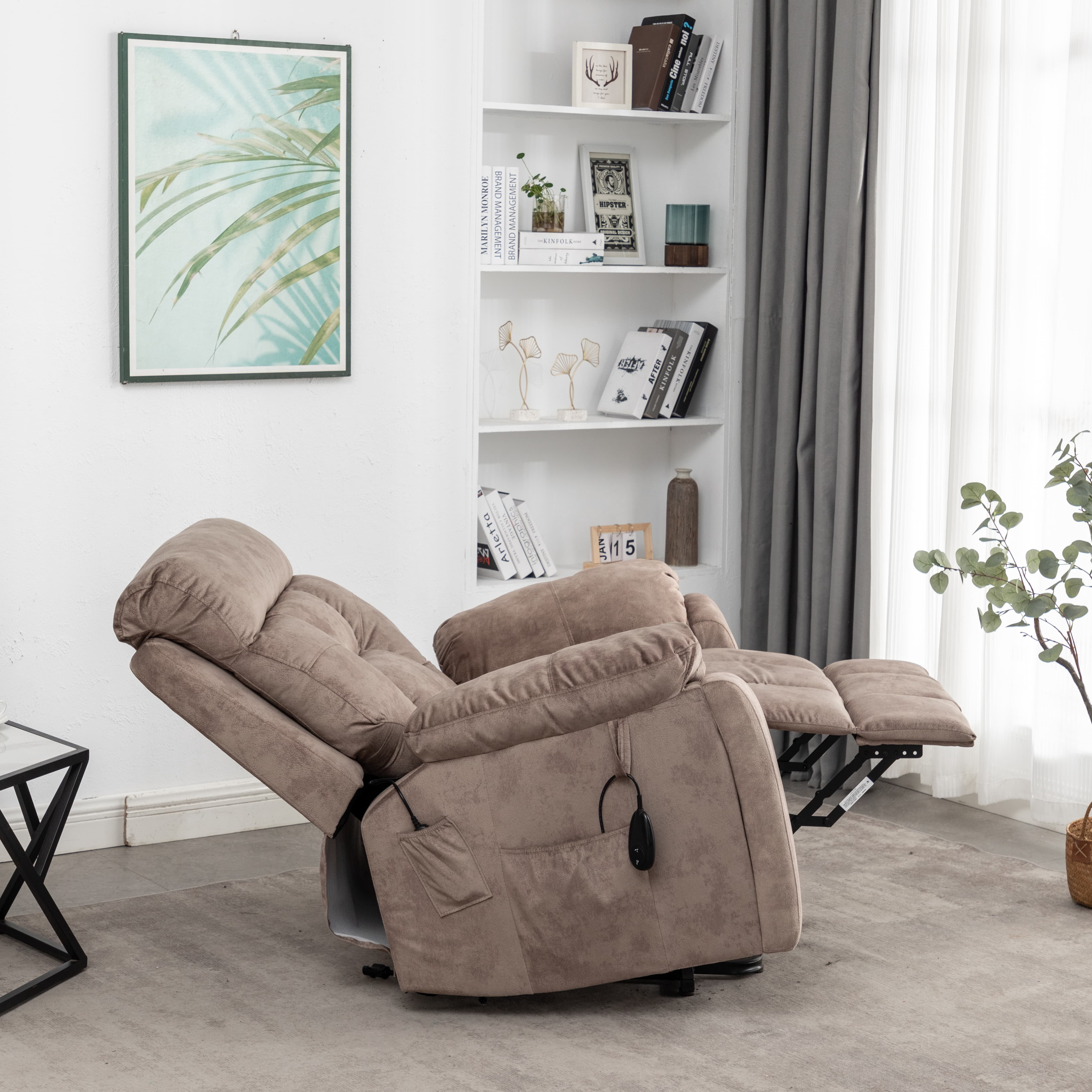 Large Power Lift Recliner Chair for Elderly,Recliner Chair with Heat and Massage for Living Room,Antique Brown