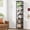 Black(No Light), variant on Condemo 78.7 Inch Extra Tall Narrow Bookshelf with LED Light, 7 Tier Skinny Bookcase for Small Space, Freestanding Display Corner Shelf, Modern Industrial Storage Organizer for Home Office, Brown