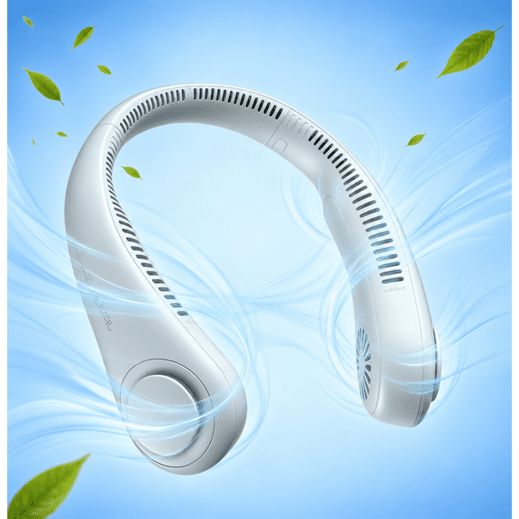 JISULIFE Neck fan 3-Speed Bladeless Rechargeable Hands-Free Cooling Fan - Grey