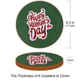 thumbnail image 3 of Valentine's Day 6PCS Round Microfiber Leather Table Coasters Set, 11x11 cm/4.3x4.3 in, Drink Coaster Mats for Home and Kitchen Use, 3 of 6