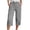 Gray, variant on Qiopertar Women's Casual 3/4 Length Drawstring Pants Summer Relaxed Solid Color Elastic Waist Pull-On Pants with Pockets and Slit Hem, Gray M
